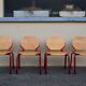 Set of 4 Design Chairs Rio Fröscher 1985 Postmodern Red Wood