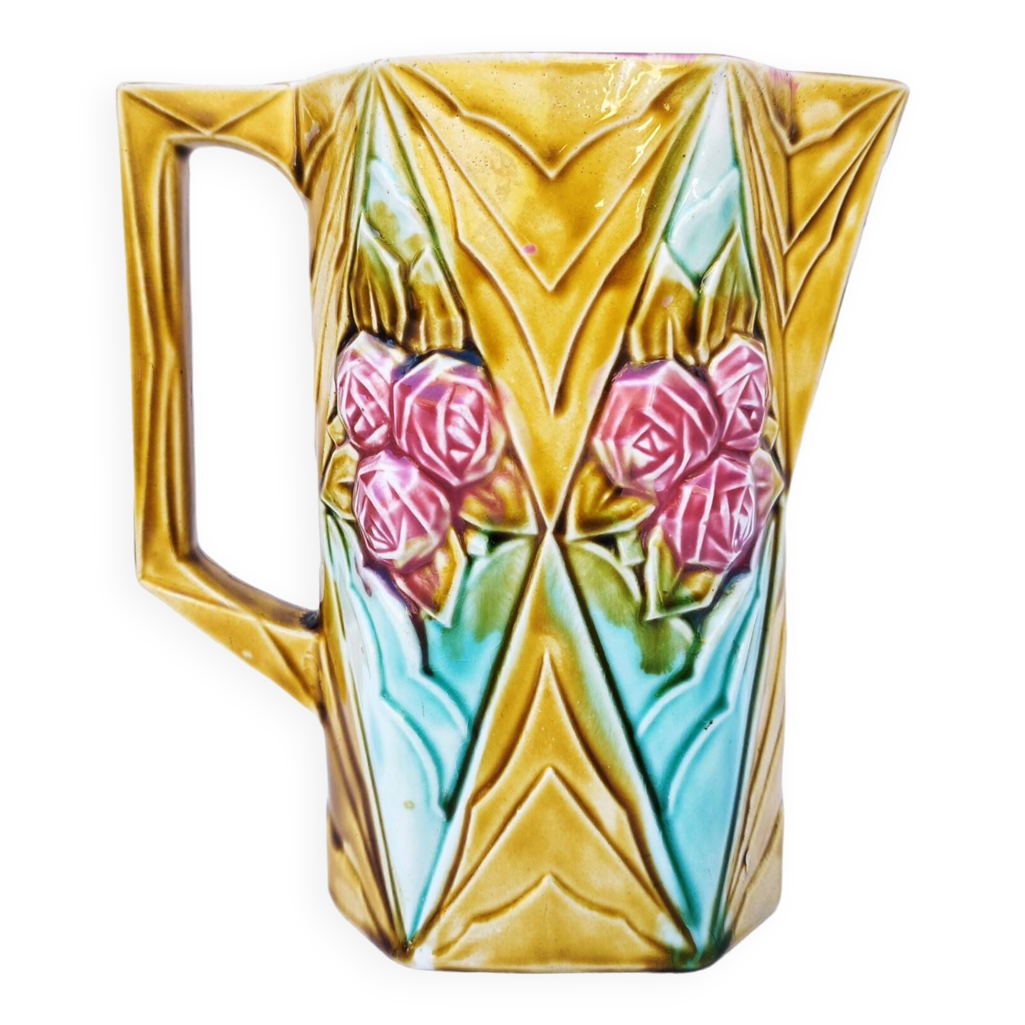 Vintage Onnaing slip rose pitcher