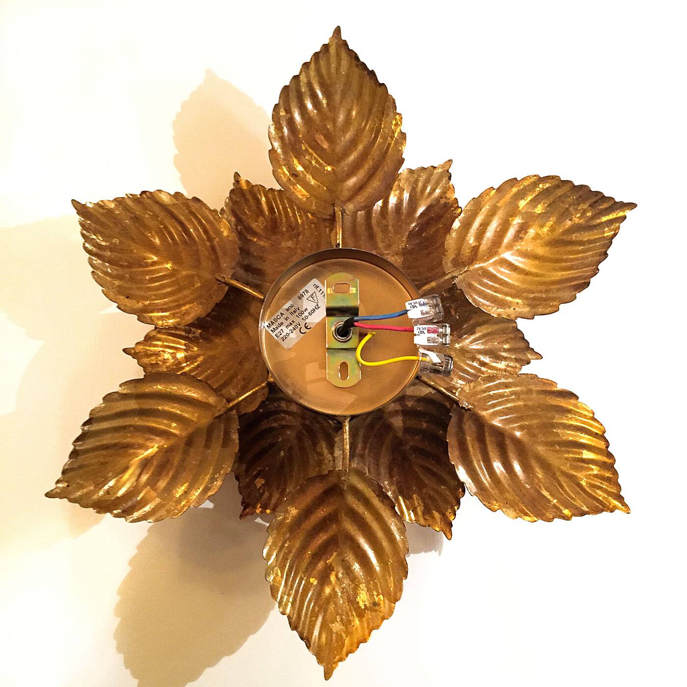 Masca floral applique, metal with gold leaf, 1970