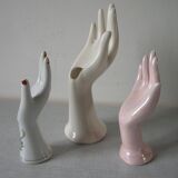 Set of 3 hands n ceramic porcelain ring sizer soliflore deco retro vintage