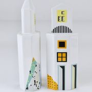 Heide Warlamis salt and pepper shakers skyscrapers postmodern, Vienna collection 1990