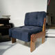 Blue corduroy and solid wood heater