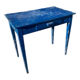 Blue-painted wooden table with drawer