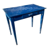 Table en bois peinte en bleu avec tiroir