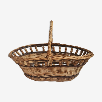 Wooden beads rattan basket