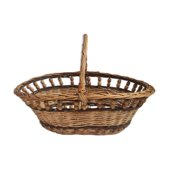 Wooden beads rattan basket