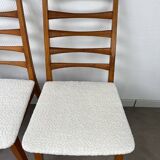 4 Scandinavian chairs, teak with boucle seats.