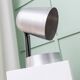 Matte silver aluminum table lamp by Dominik Hehl, vintage 2012 design, sculptural industrial vibe