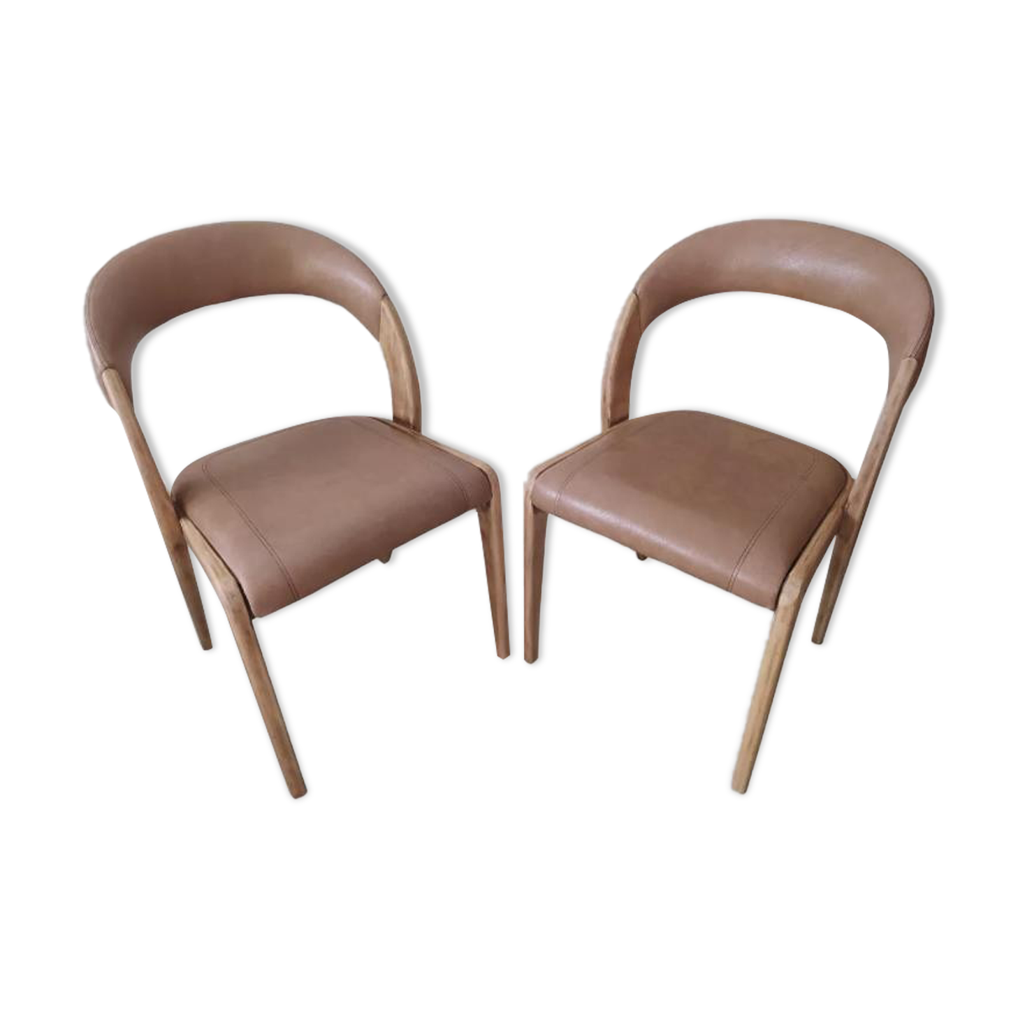 Pair of Baumann leather gondola chairs