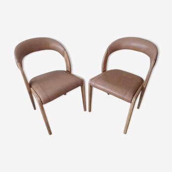 Paire de chaises Baumann gondole cuir