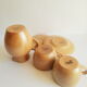 Set of 2 cups, 2 sous cups and 1 milk pitcher Cnp gres vintage village