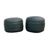 Two poufs or pieces of sofas in leather patchwork