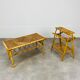 Table basse rotin années 60 et porte revue bambou