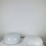 Pair of opaline ball wall lights, vintage half spheres
