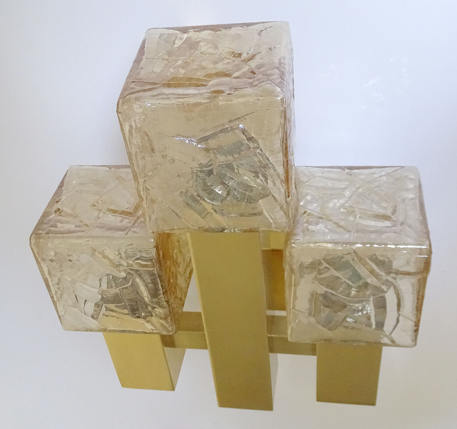 Vintage wall lamp Kalmar Austria, brass glass, 60s