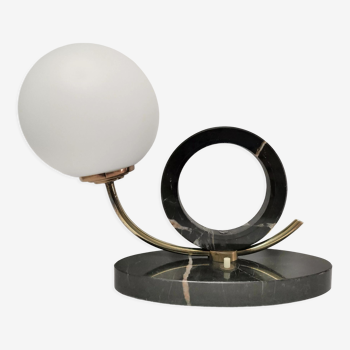 Design lamp black marble brass and opaline