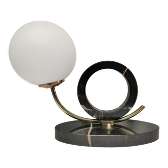 Design lamp black marble brass and opaline