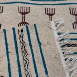 Kilim handmade white carpet in natural wool
