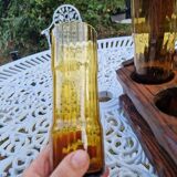 Service de 6 verres vintage ambrés avec porte-verres en bois