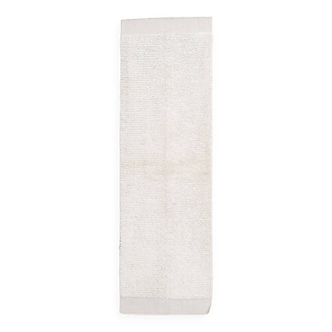Tapis marocain fait main blanc neutre 2x7, 66x216 cm