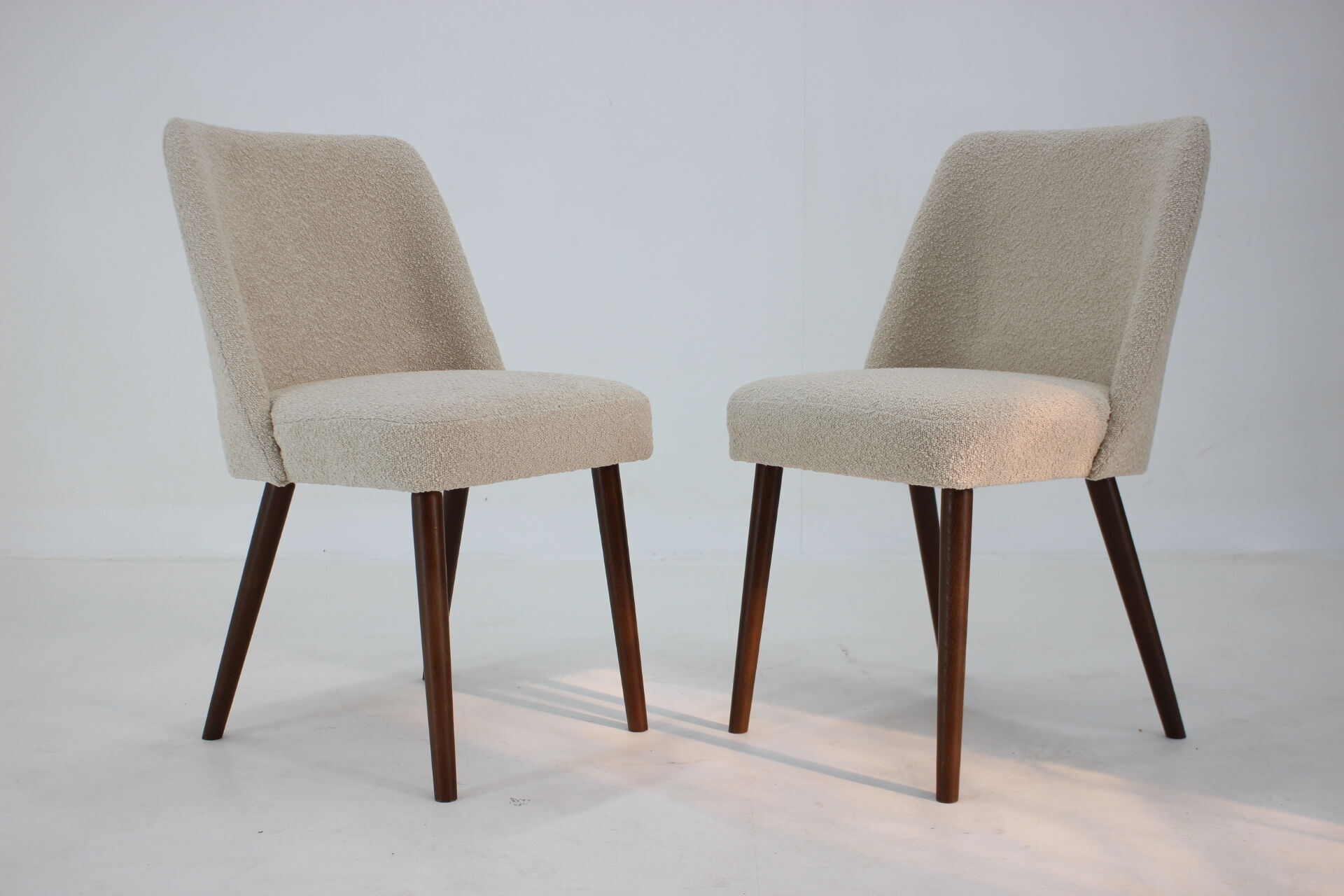 1960s pair of side chairs in bouclé
