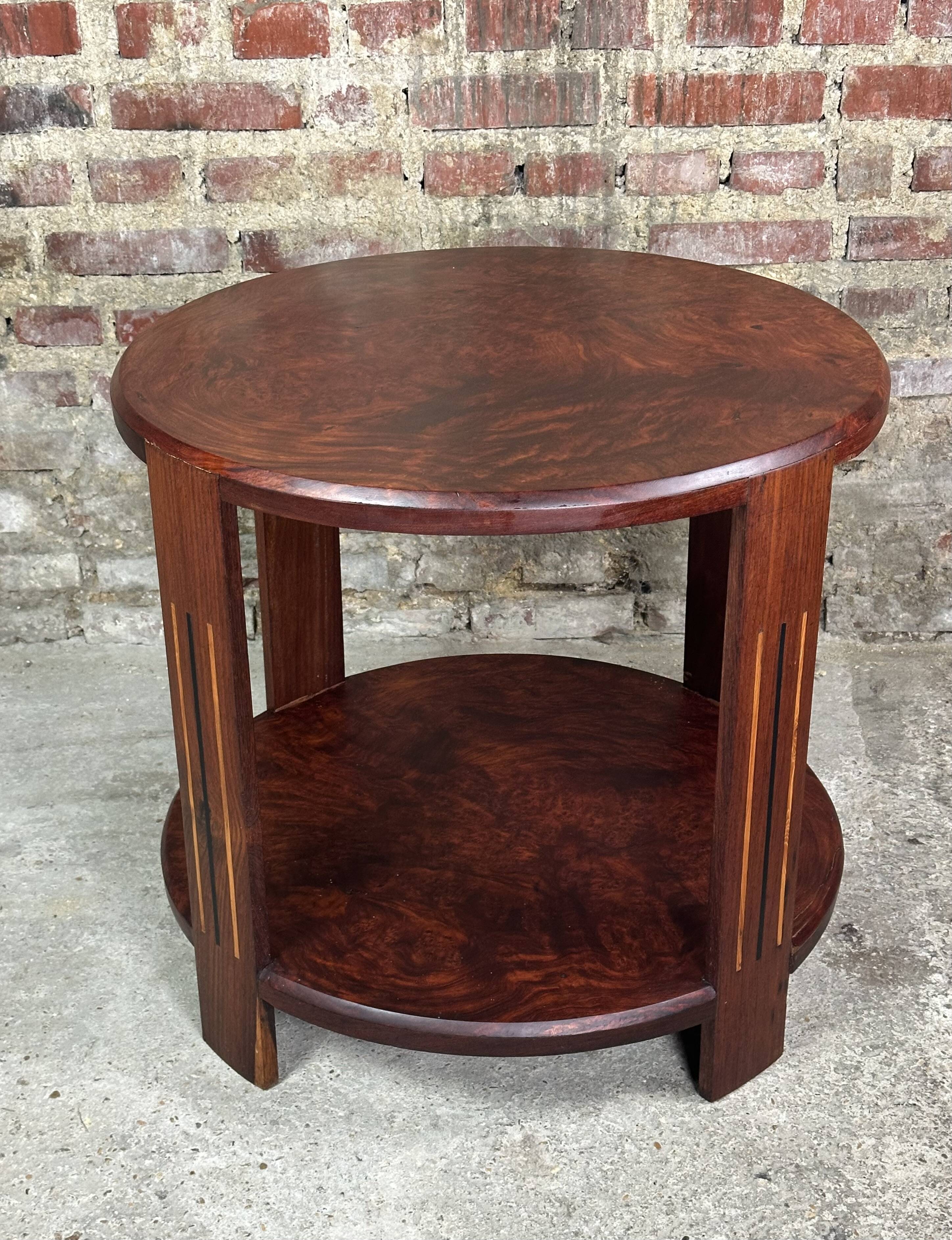 Art Deco side table / pedestal table in Rio rosewood