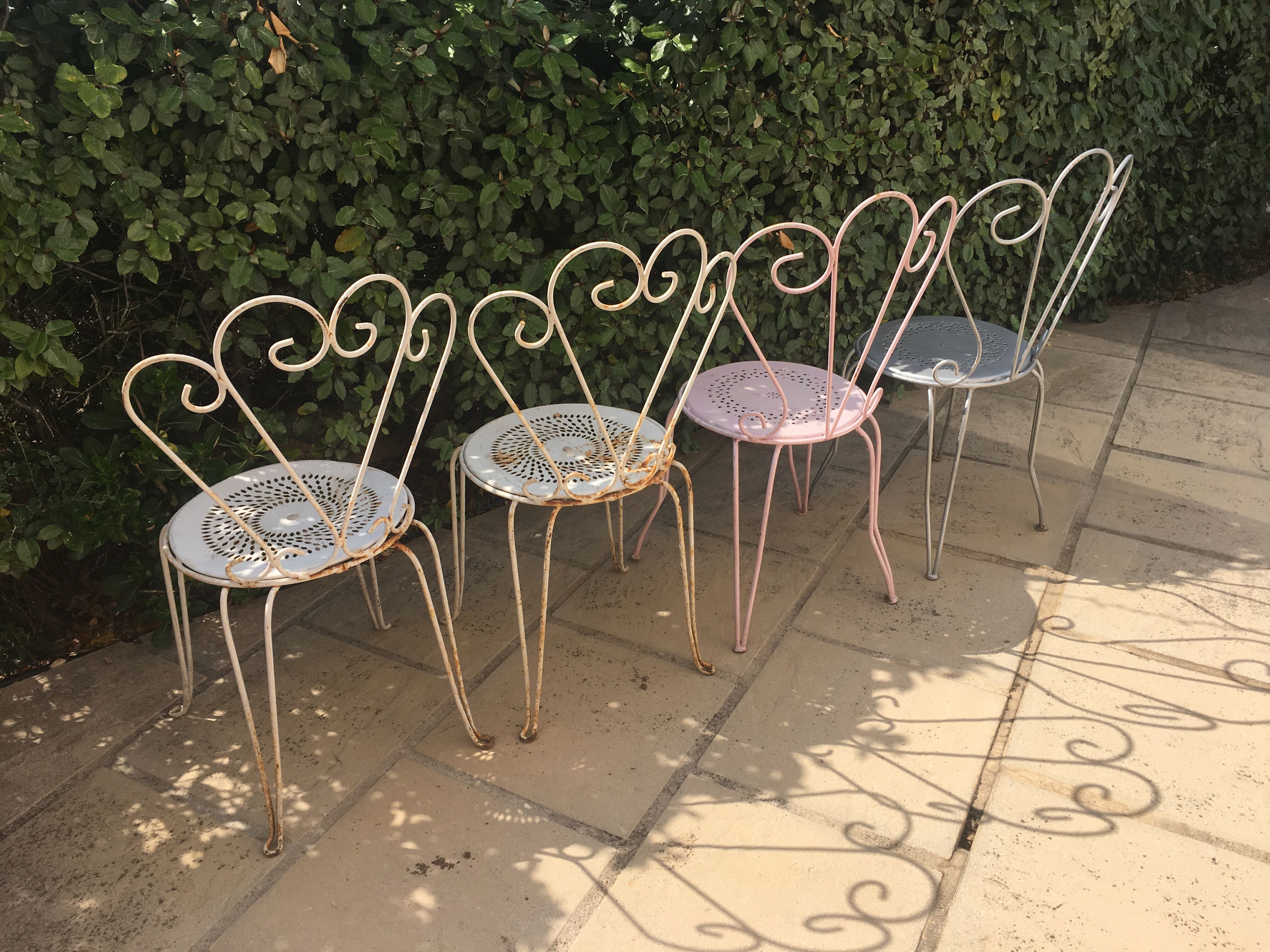 Set of 4 wrought iron garden chairs