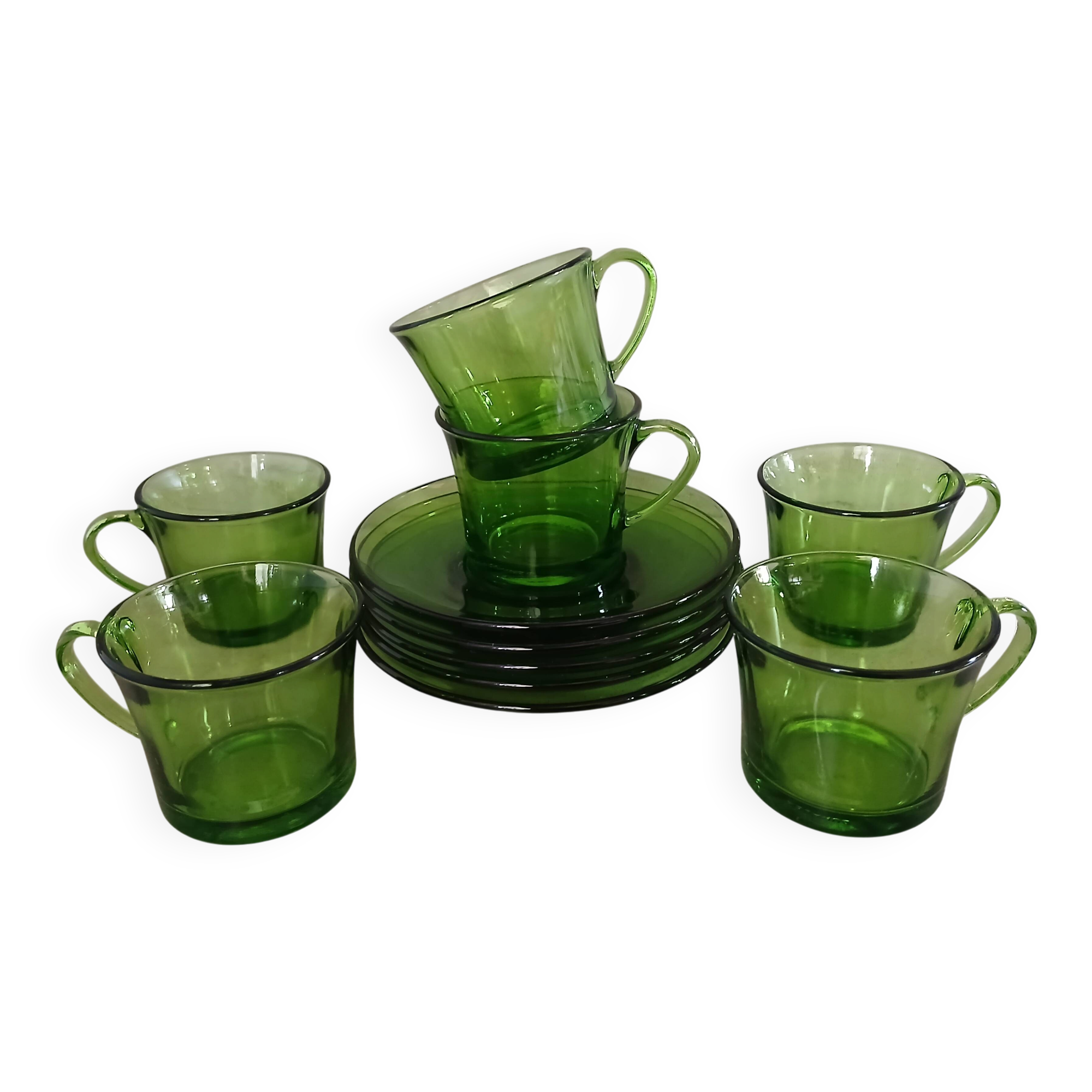 6 antique Duralex coffee cups