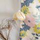 Glass light fixture, yellow and white