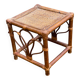 Vintage square stool in bamboo, rattan, and wicker.