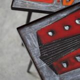 2 nesting varnished ceramic coffee tables - the brothers jean & robert cloutier 1950