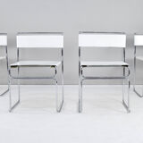 Set of Four Modern Italian White Leather Libellula Chairs by Giovanni Carini 70s