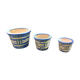 Suite of three cache pots in blue ceramic / vintage 70s-80s