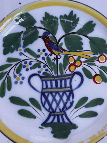 Ancienne assiette décorative oiseau