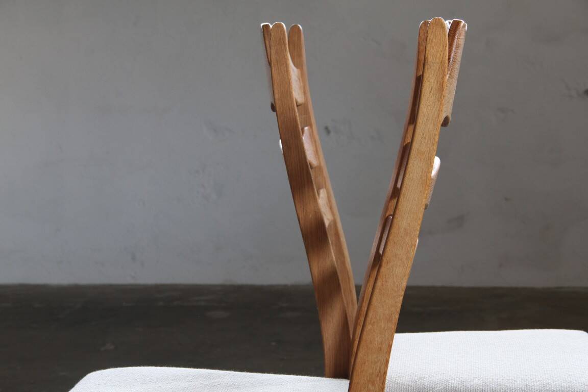Set of 6 vintage Danish oak razorblade highback chairs by H. Kjærnulf, 1960s
