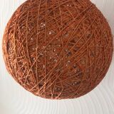 Vintage orange rattan ball pendant from the 70s
