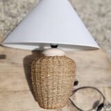 Pair of vintage braided rope bedside lamps