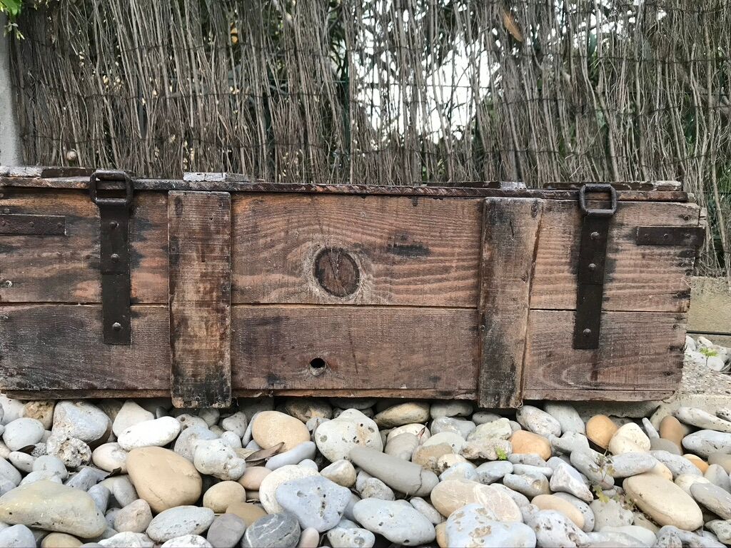 Wooden and metal military case, circa 1960