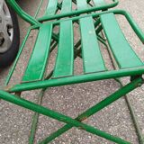Garden set table and folding metal chairs