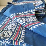 grande nappe et 11 serviettes vintage basque bleu indigo,