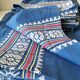 Large tablecloth and 11 vintage Basque indigo blue napkins