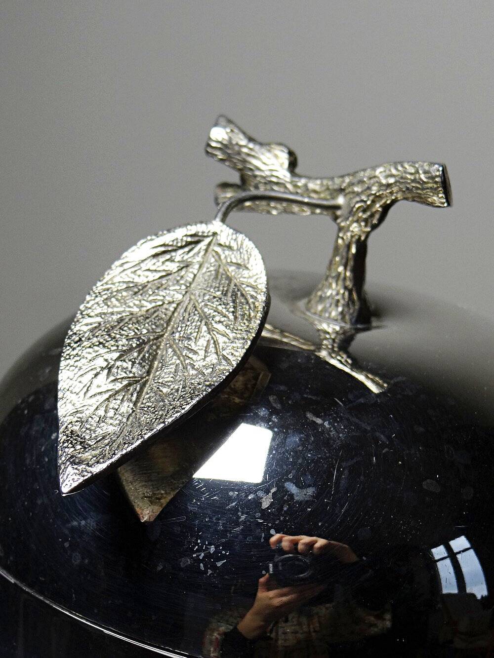 Small vintage Hans Turnwald ice bucket from the 1970s with a silver apple design
