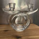 Candlestick two torches in cristal of Vannes Le Chatel art deco