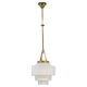 Art Deco Brass Pendant with Geometric Opaline Glass, Czechoslovakia 1930s