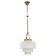 Art Deco Brass Pendant with Geometric Opaline Glass, Czechoslovakia 1930s