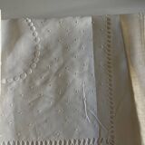 Linen thread sheet embroidered with polka dots without monogram 1950