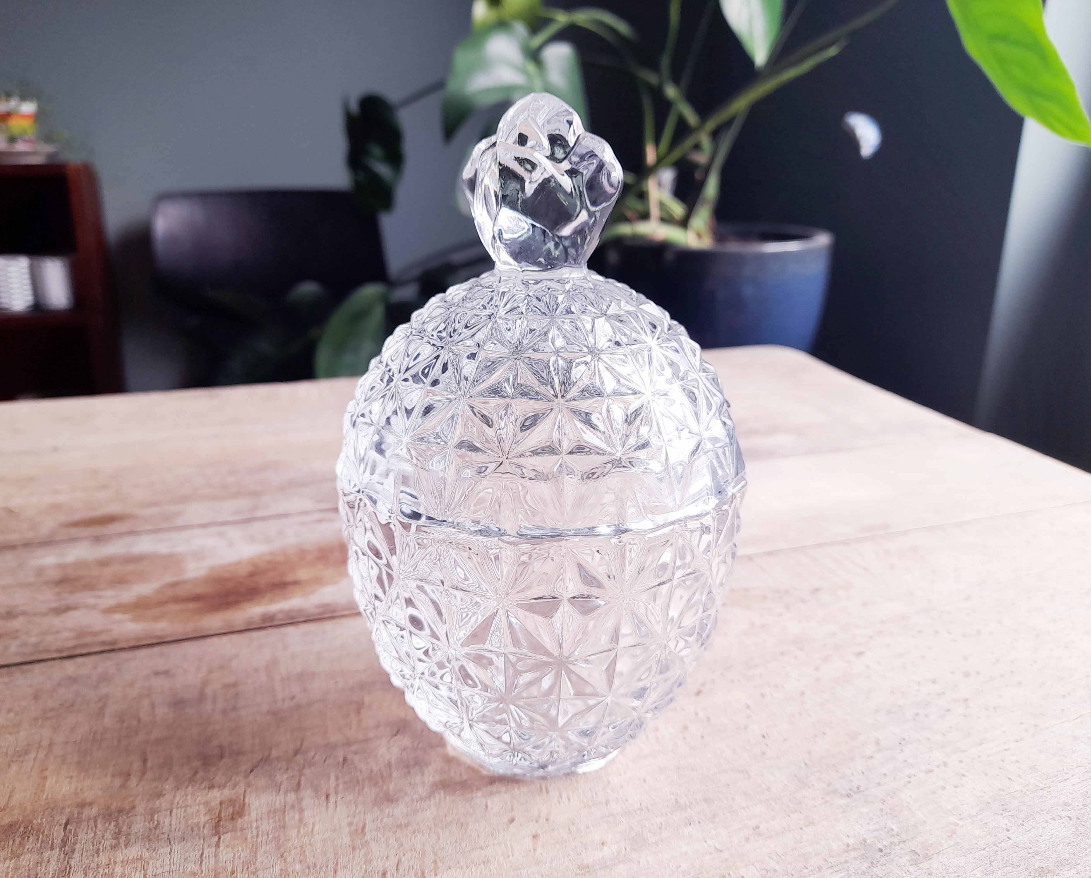 Glass pineapple sugar bowl
