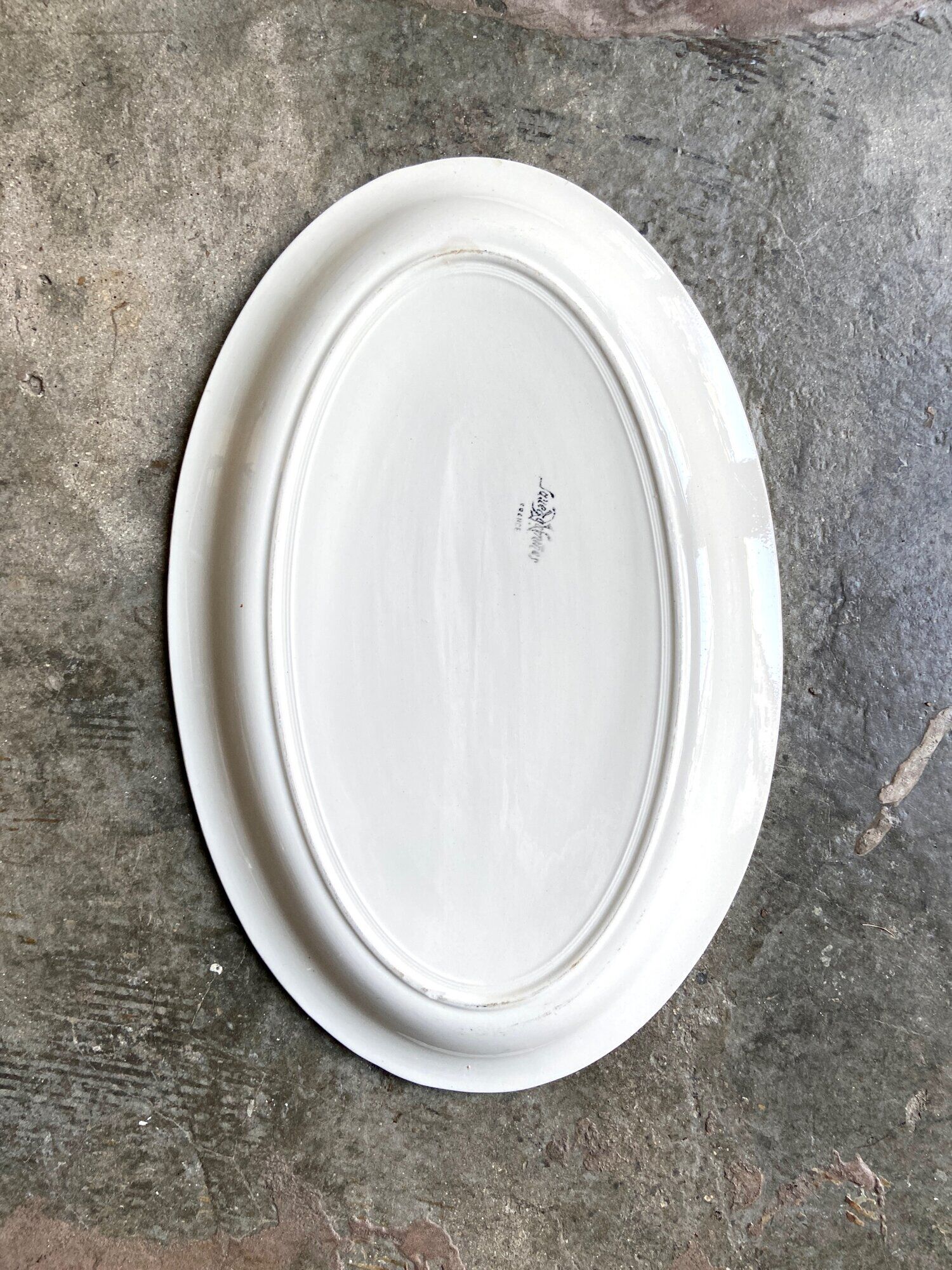 Sarreguemines oval dish in unbleached earthenware