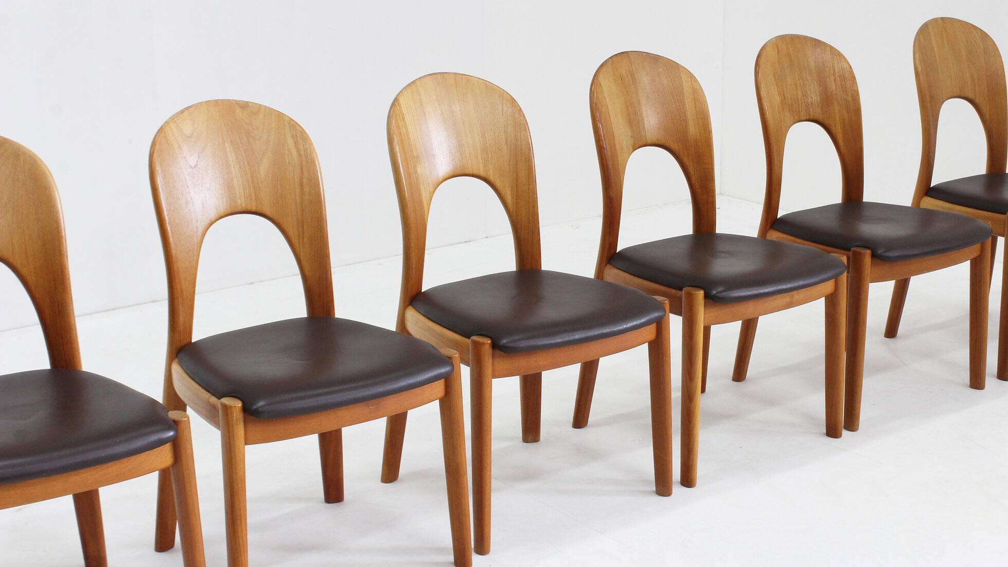 Vintage Danish teak dining chairs by Niels Koefoed set of 6