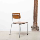 Stackable school chair, oak and grey colour